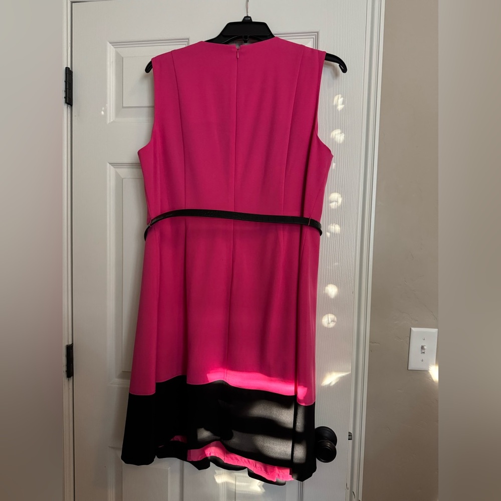 Calvin Klein Pink Belted Sleeveless Dress Size 16W - Picture 3 of 3